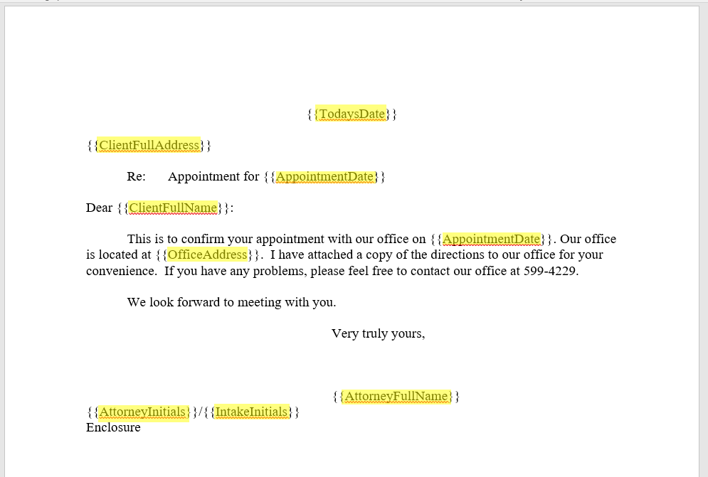 Document Templates Lead Docket